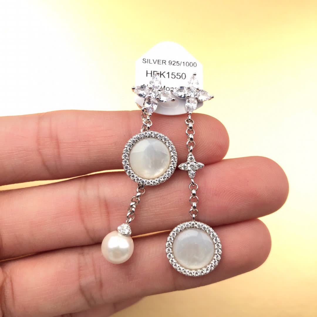 APM Monaco Moonstone and Pearl Earrings